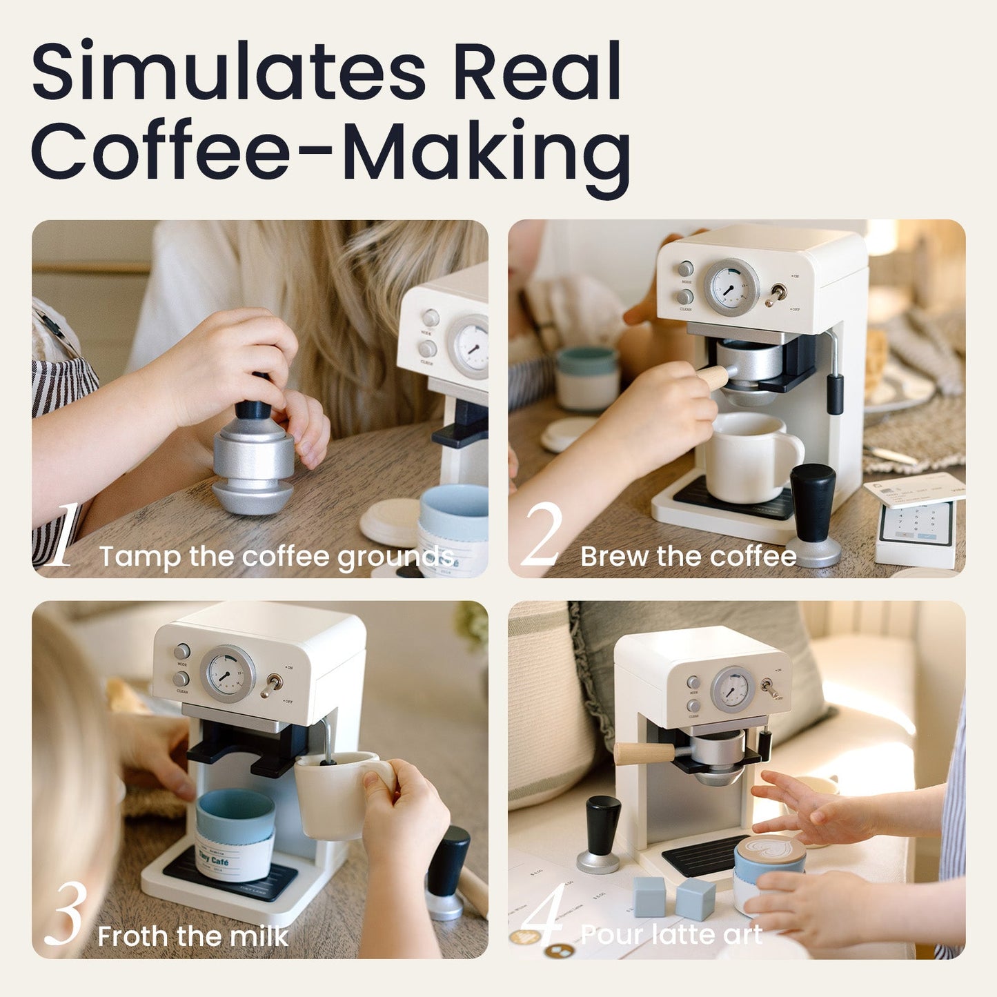 Children’s Coffee Maker: Wooden Café Play Set for Kids