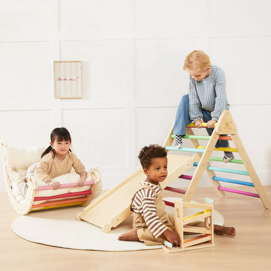 7-in-1 Rainbow Climbing Set with Play Pad