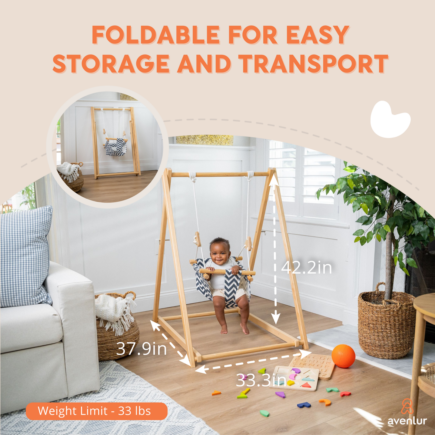 Foldable Wooden Swing Set