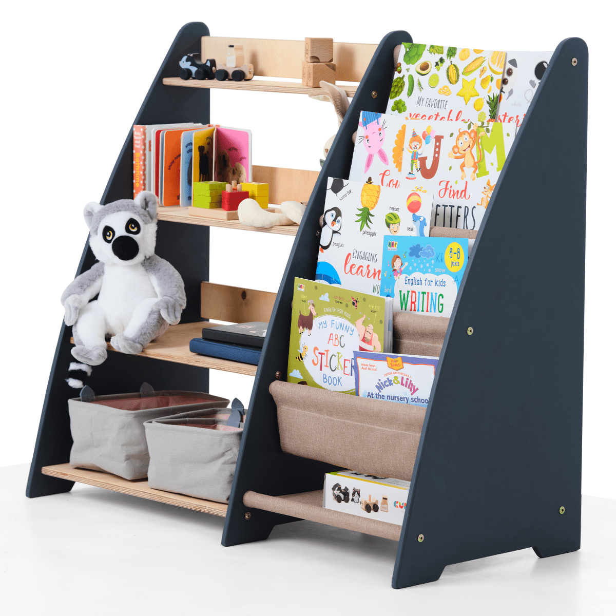 2 in 1 Montessori Shelf for Books and Toys