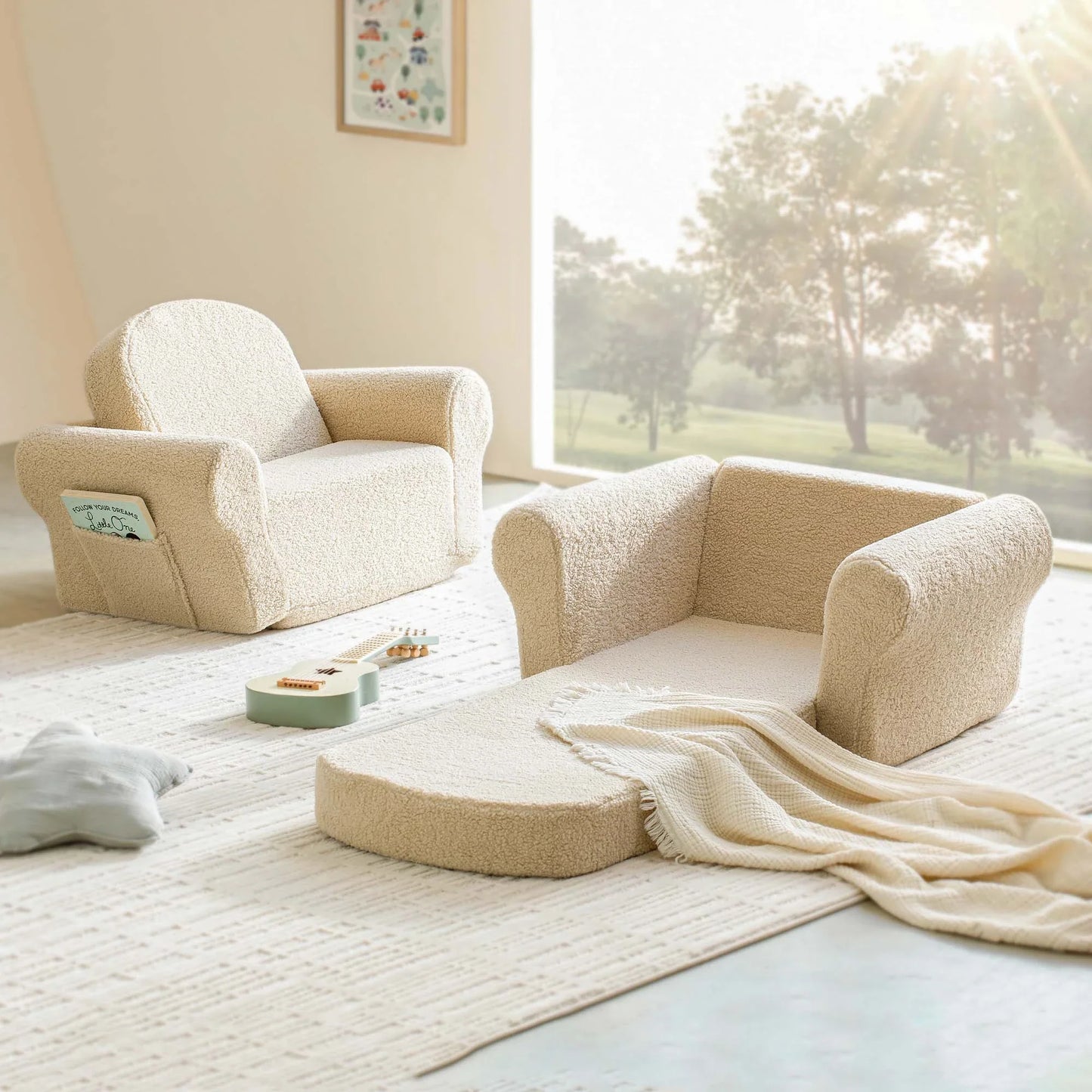 Cream Kids Loveseat