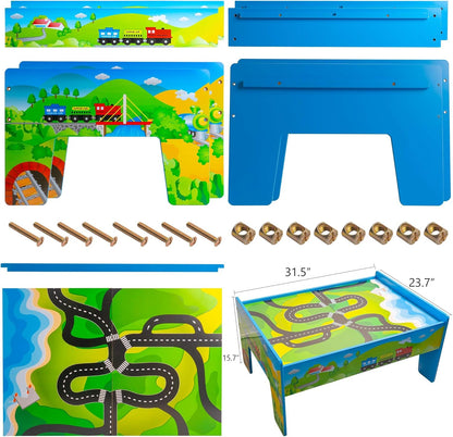 80-Piece Wooden Train Set and Table
