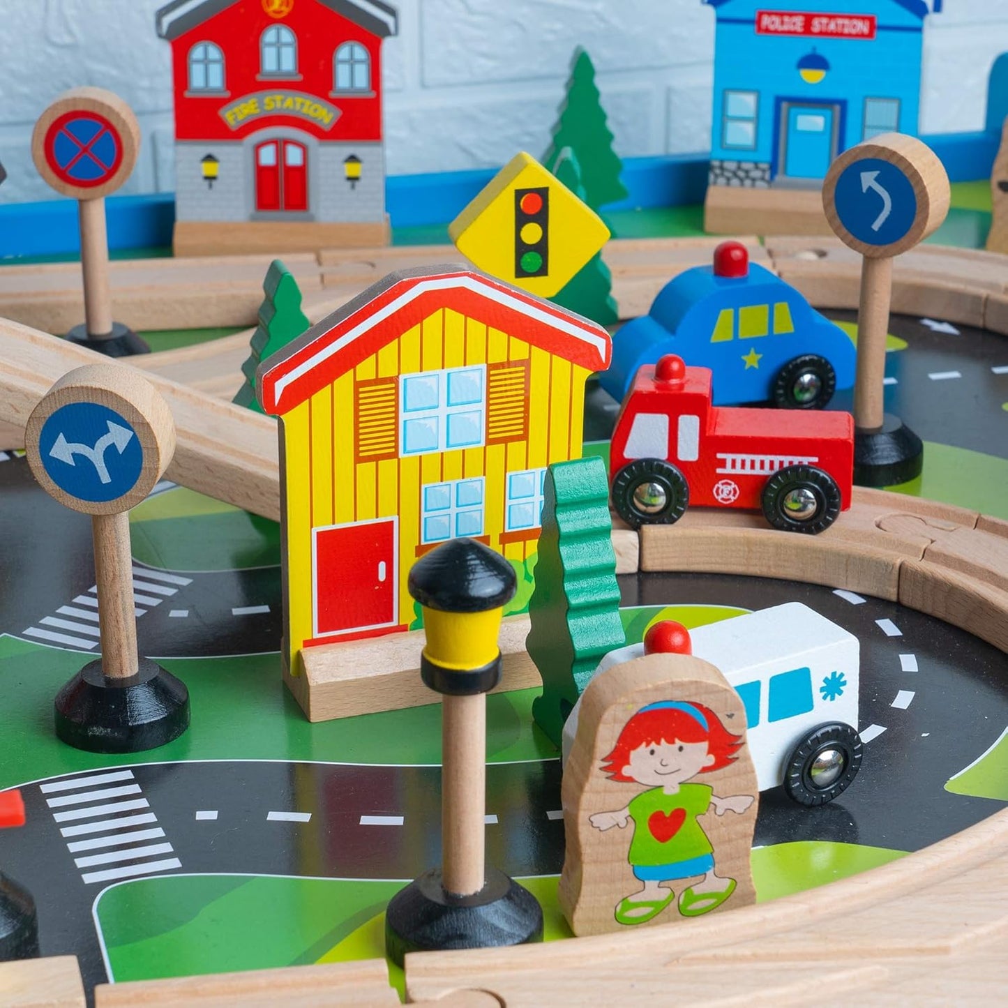 80-Piece Wooden Train Set and Table