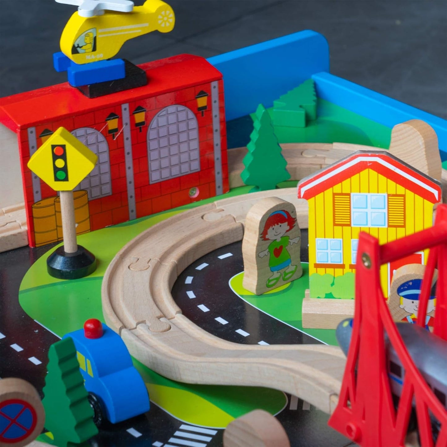 80-Piece Wooden Train Set and Table