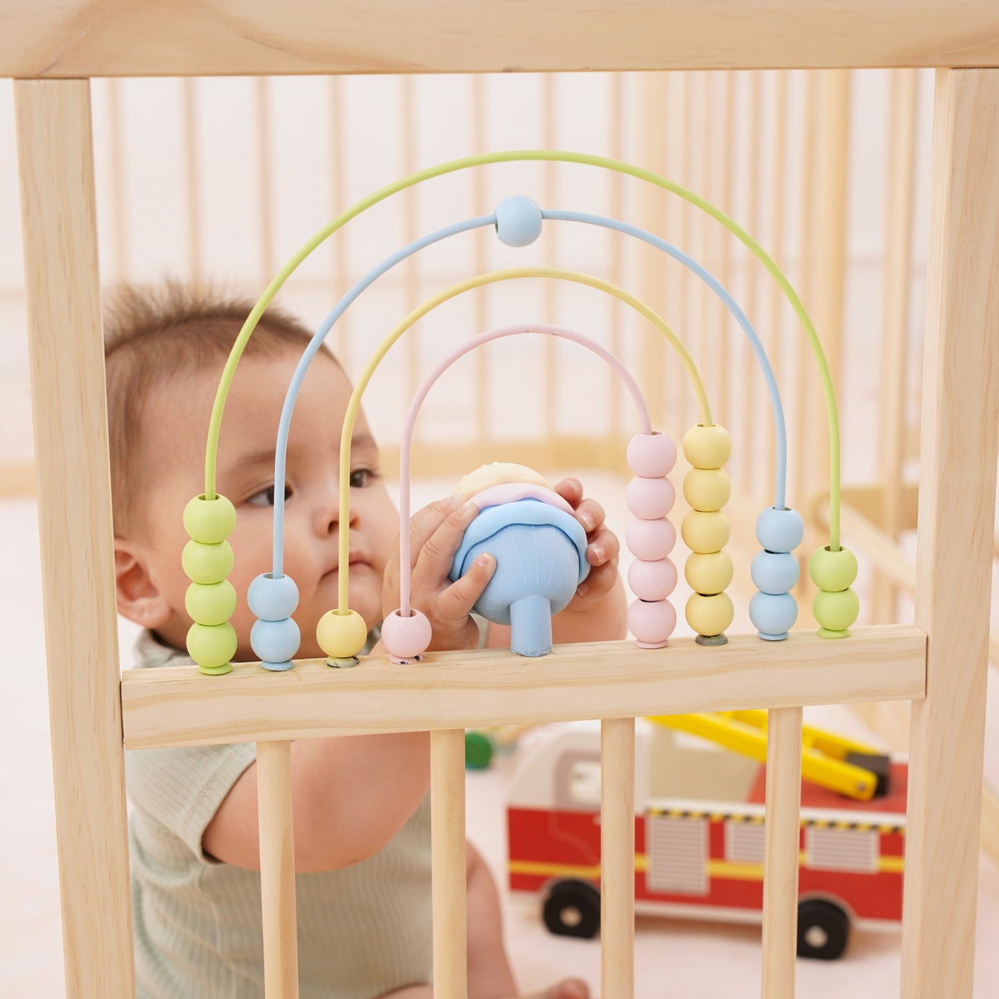 Wooden Baby Playpen with Sensory Activity Panels