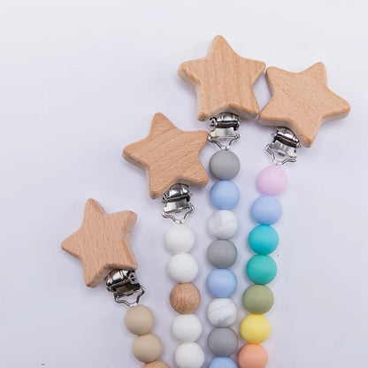 Wooden Star Pacifier Clip