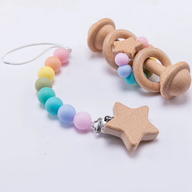 Wooden Star Pacifier Clip