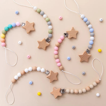 Wooden Star Pacifier Clip