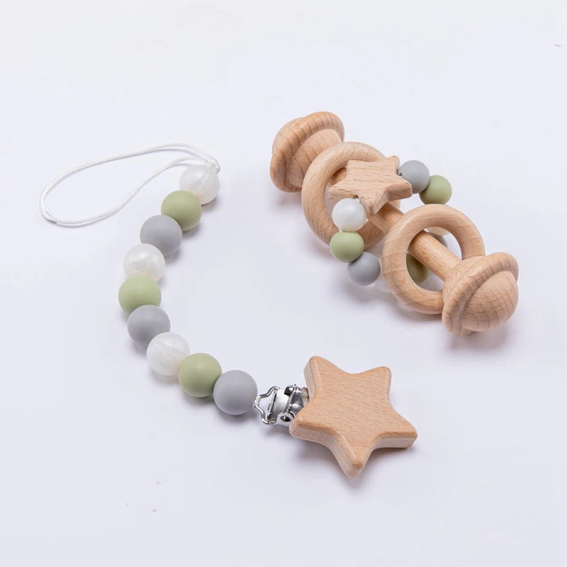 Wooden Star Pacifier Clip