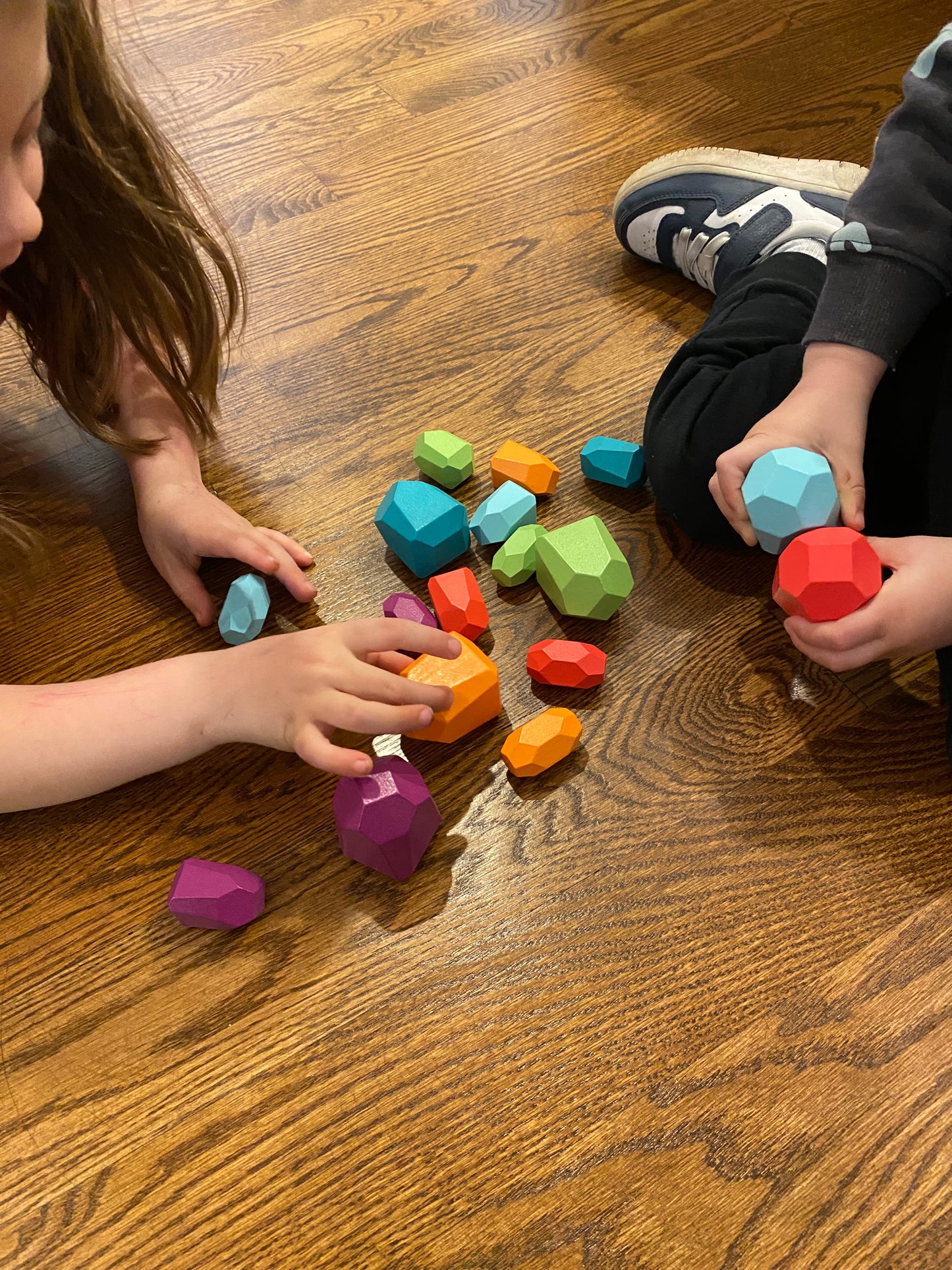 Wooden Rainbow Stones Building Blocks