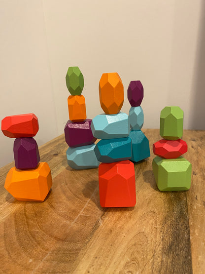 Wooden Rainbow Stones Building Blocks