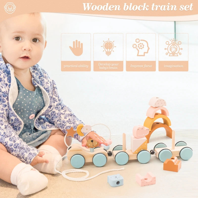 Wooden Pulley Train Play Set