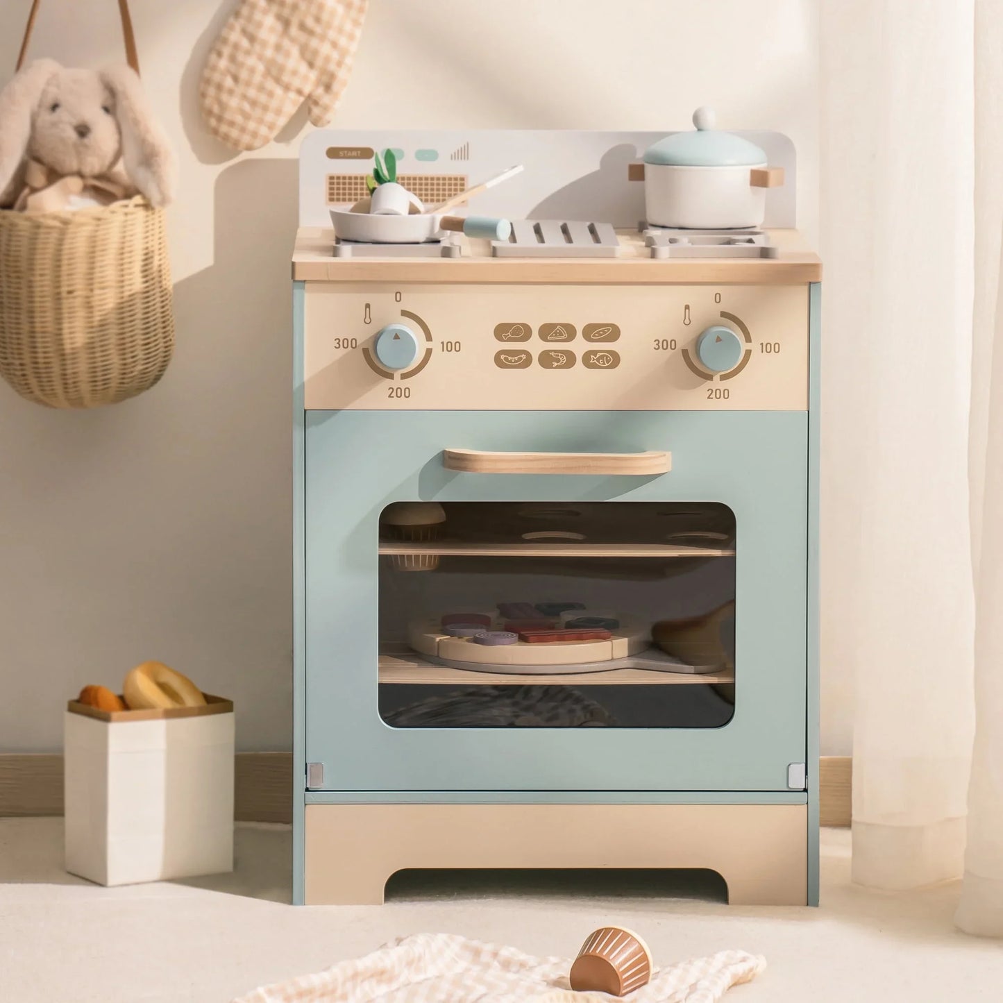 Wooden Kitchen Oven With Food Accessories Included