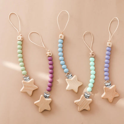 Wooden Star Pacifier Clip