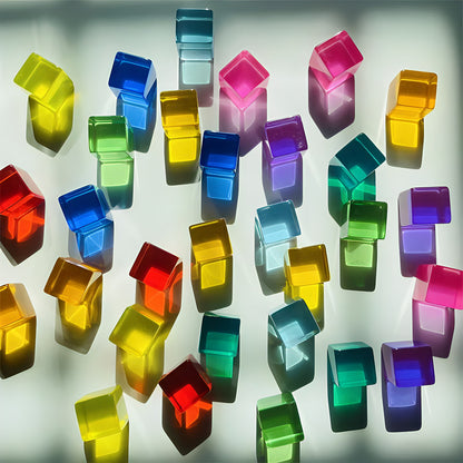 Dutch Wood Houses with Lucite Rainbow Cubes