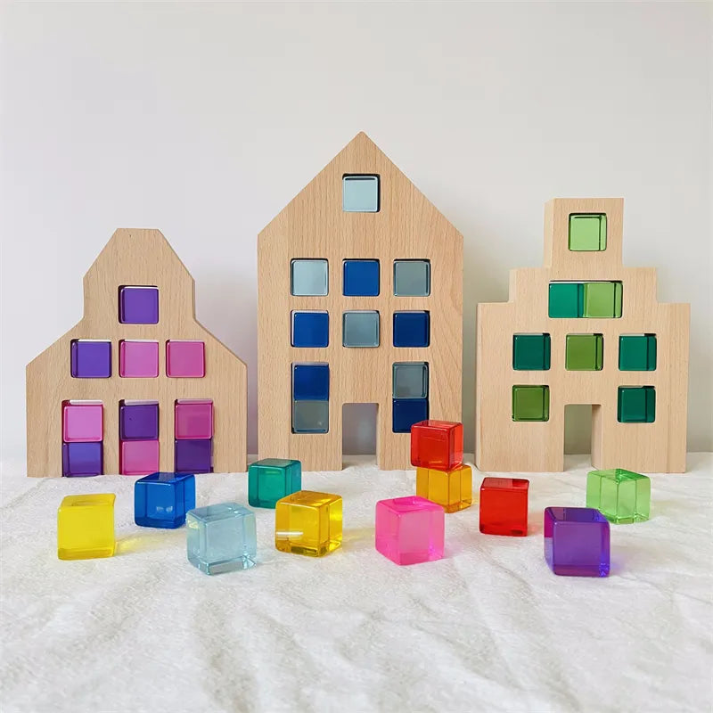 Lucite Cube Rainbow Blocks