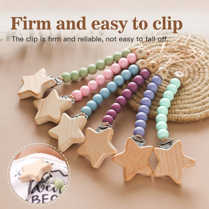 Wooden Star Pacifier Clip