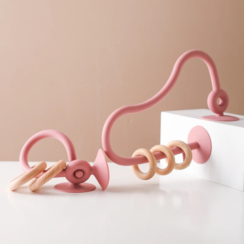 Silicone Flex & Soothe Teether Set with Wooden Rings