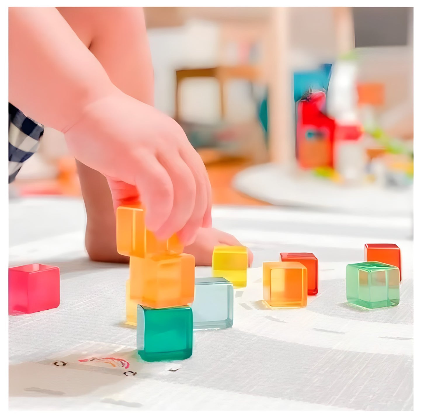 Dutch Wood Houses with Lucite Rainbow Cubes