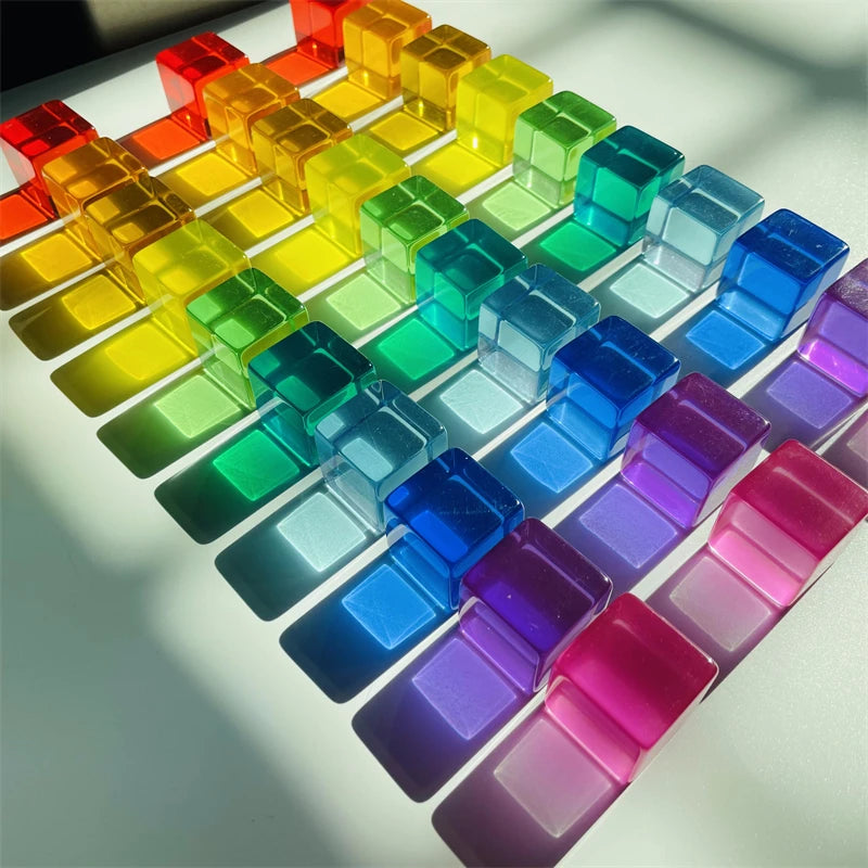 Lucite Cube Rainbow Blocks