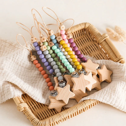 Wooden Star Pacifier Clip