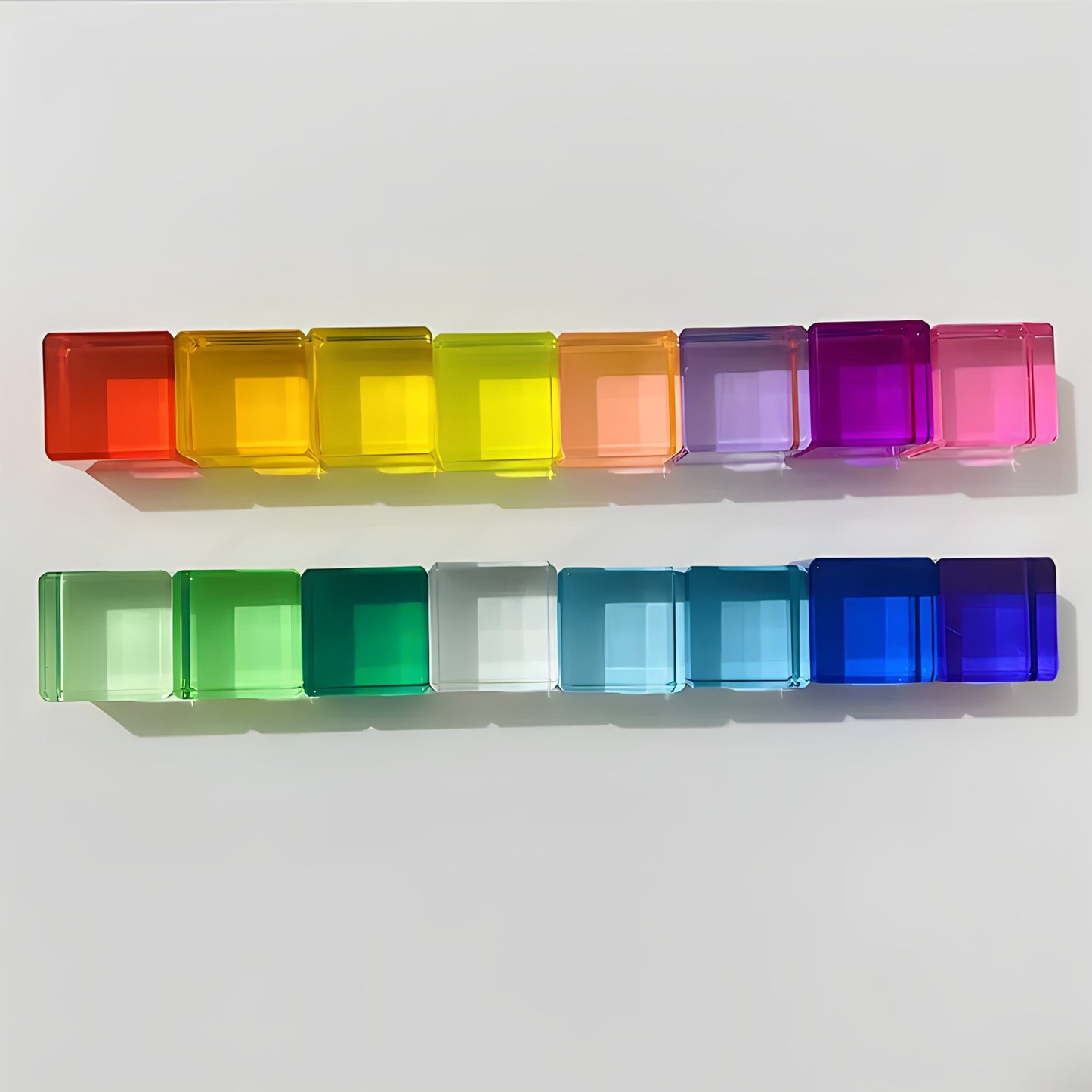 Dutch Wood Houses with Lucite Rainbow Cubes