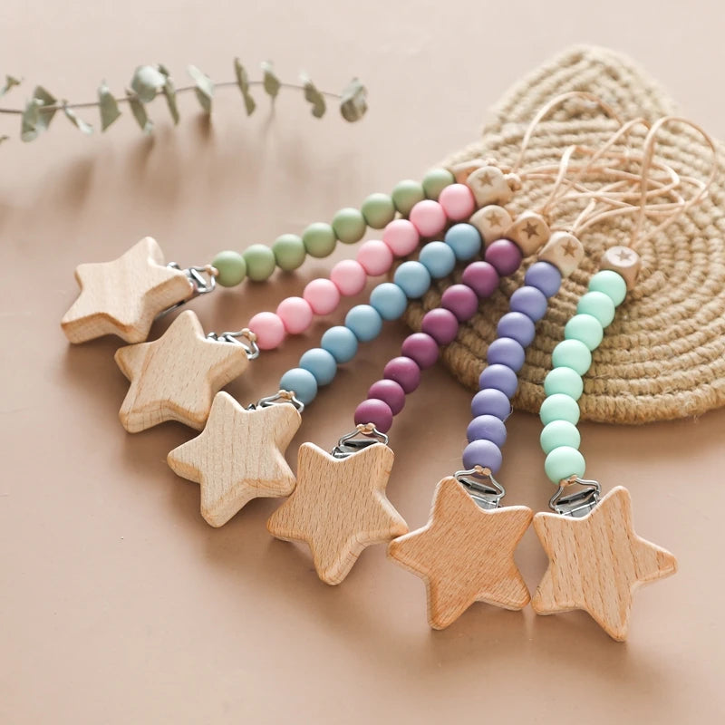 Wooden Star Pacifier Clip