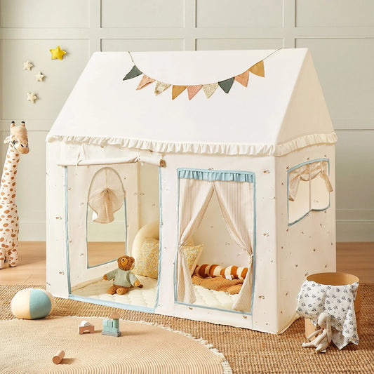 Sweet Citrus Kids Play Tent – White and Blue Indoor Playhouse