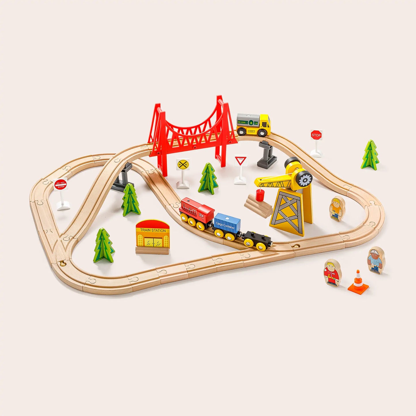 Wooden Track Trains 55 Pieces