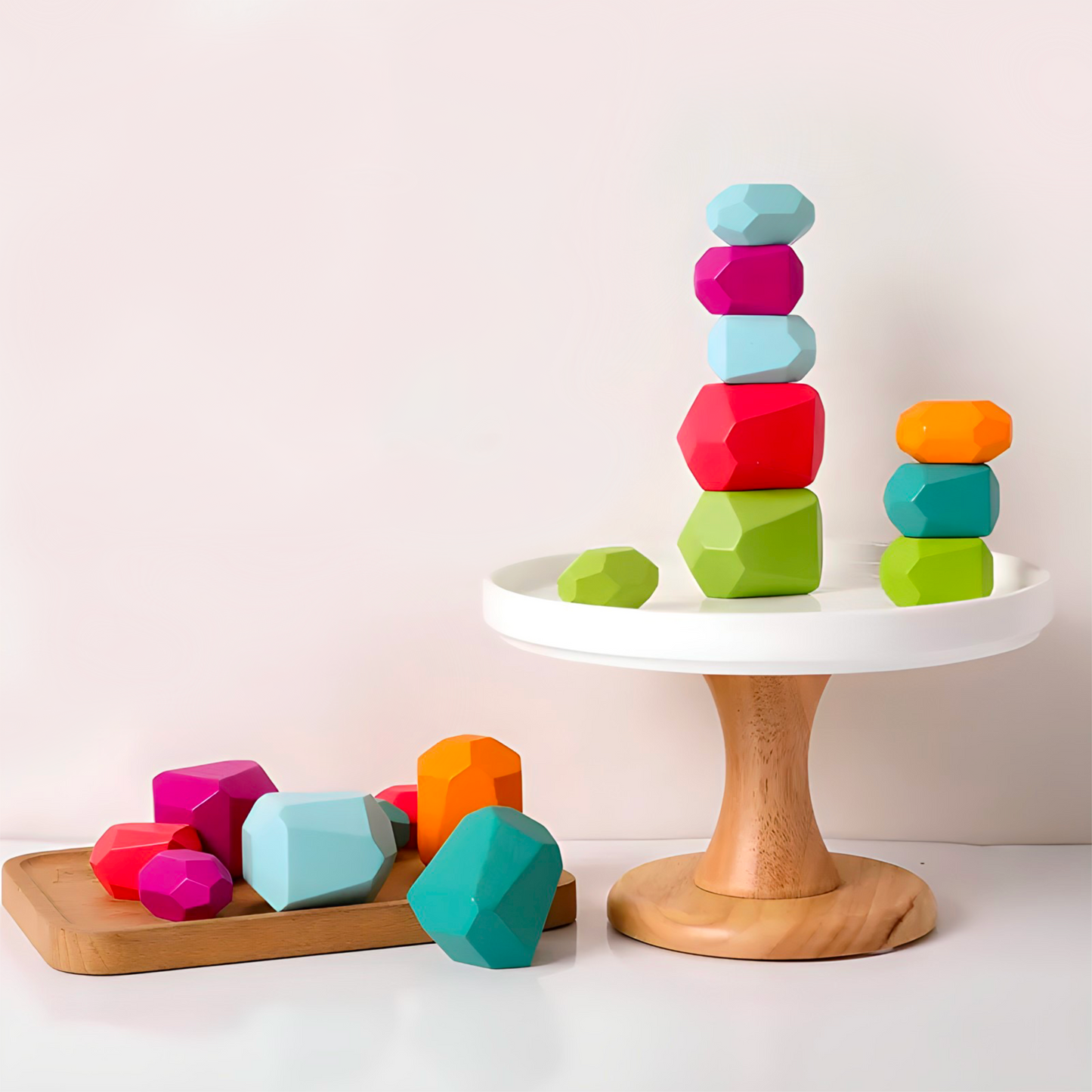 Wooden Rainbow Stones Building Blocks