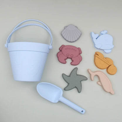 Silicone Beach Toys with Bucket, Shovel and Molds