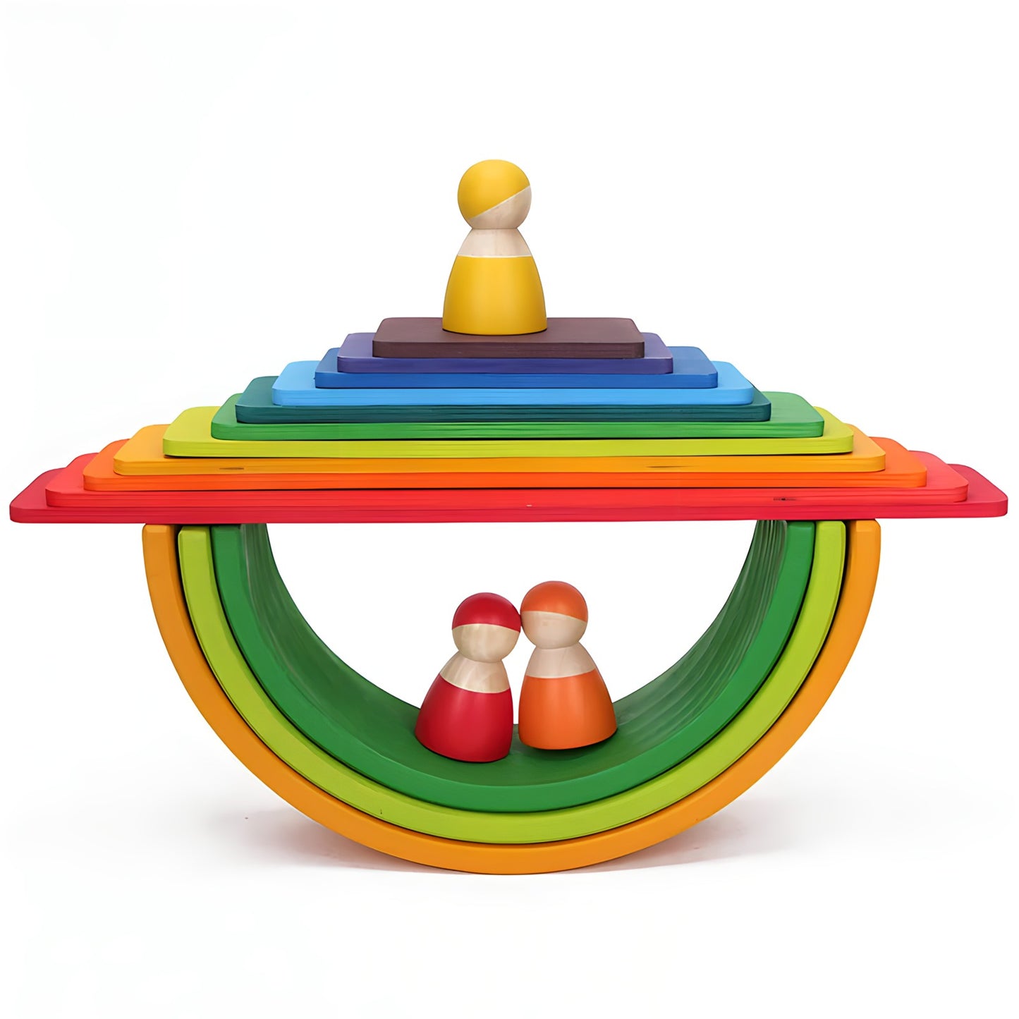 Wooden Rainbow People and Colorful Car Set