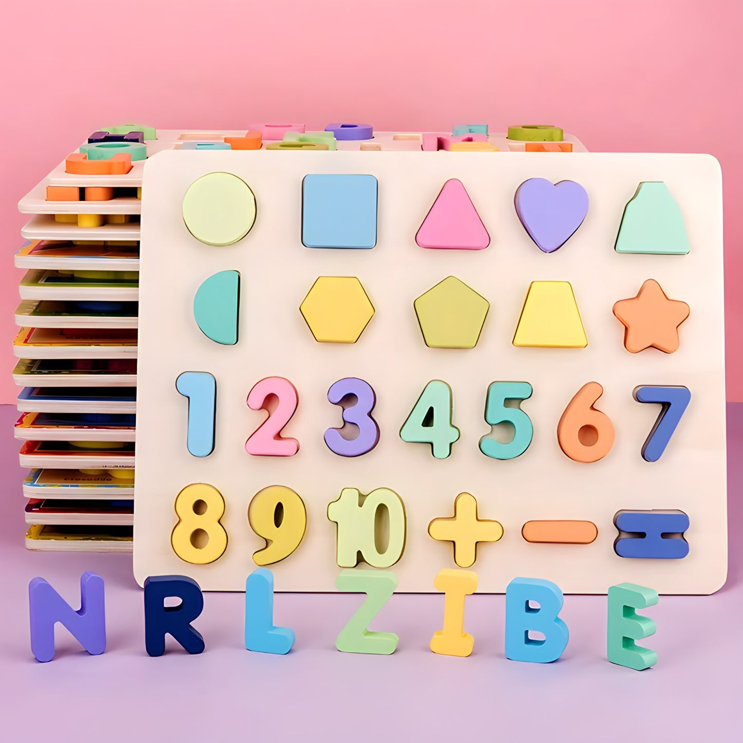 Wooden ABC Puzzle, Shapes Puzzle and Numbers Puzzle