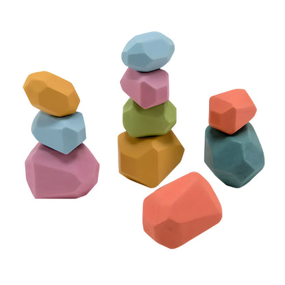 Wooden Rainbow Stones Building Blocks