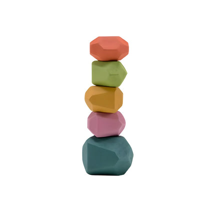 Wooden Rainbow Stones Building Blocks