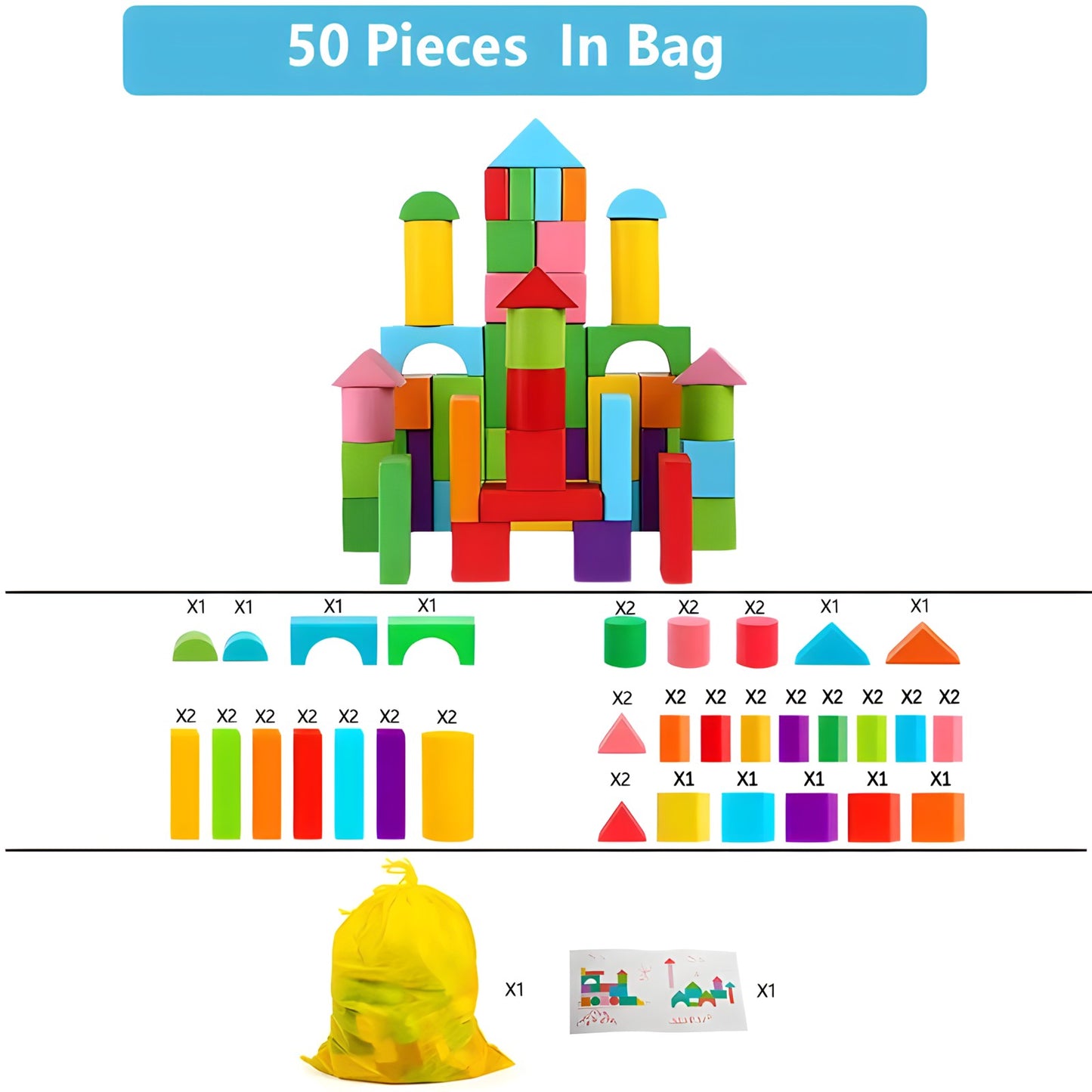 Rainbow Wooden Building Blocks