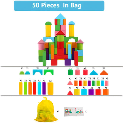 Rainbow Wooden Building Blocks