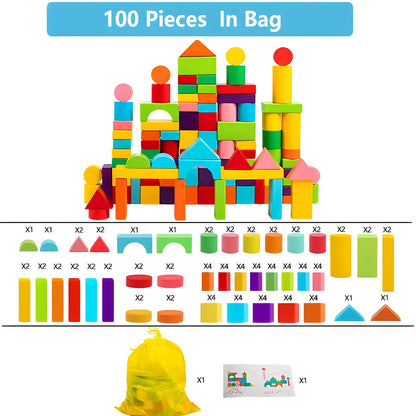 Rainbow Wooden Building Blocks