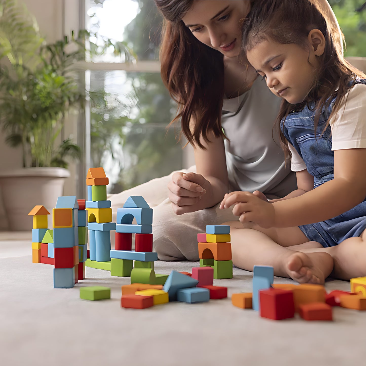 Rainbow Wooden Building Blocks