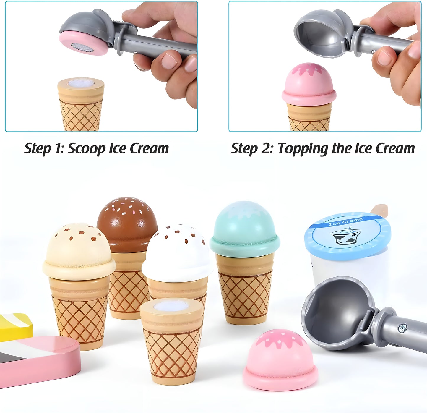 Wooden Ice Cream Pretend Toys