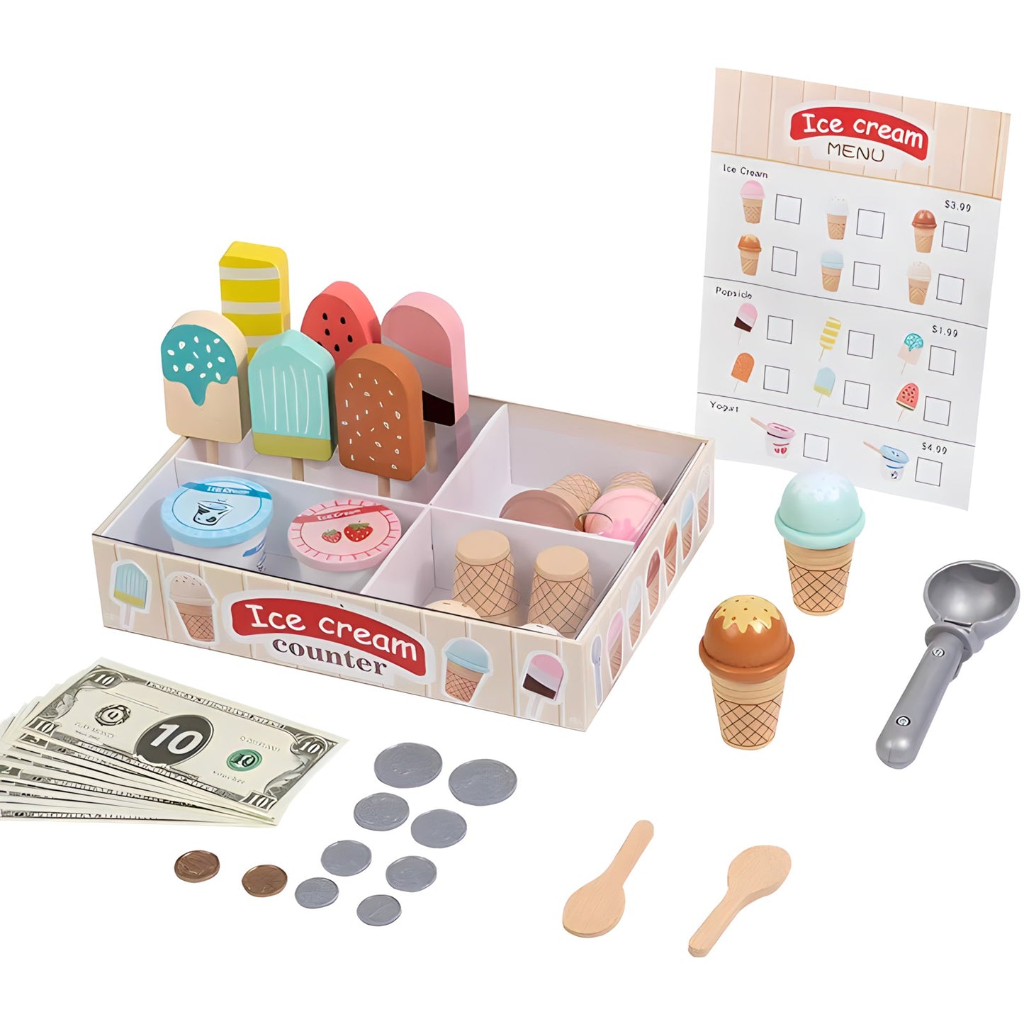 Wooden Ice Cream Pretend Toys