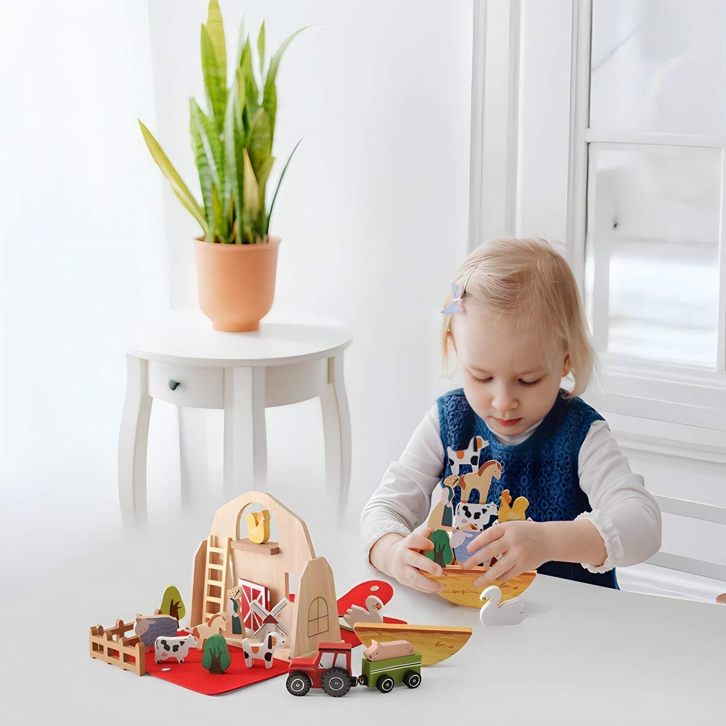 Wooden Barn with Farm Animals