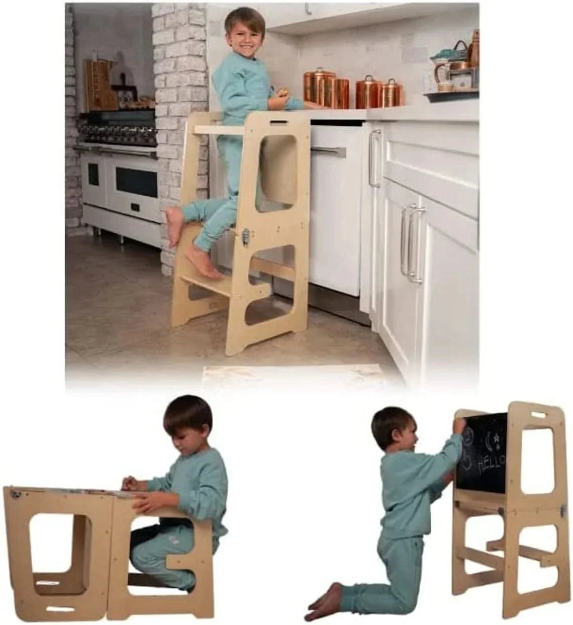 4-in-1 Montessori Kitchen Helper Tower & Desk