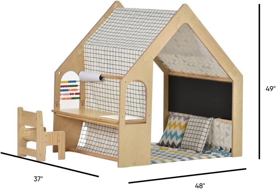 Wood House Desk with Chair