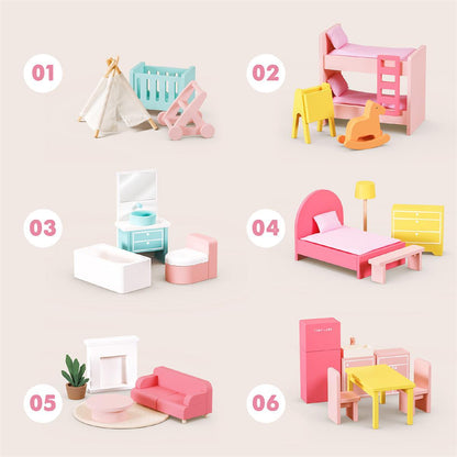 Love Dollhouse with 30 Pieces of Furniture