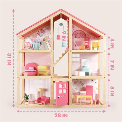 Love Dollhouse with 30 Pieces of Furniture