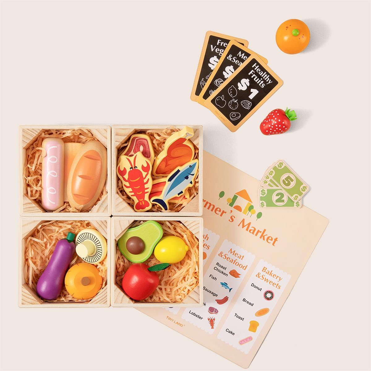 Wooden Play Food with Rack Bundle