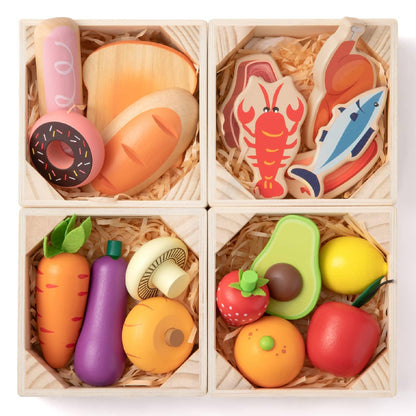 Wooden Play Food with Rack Bundle