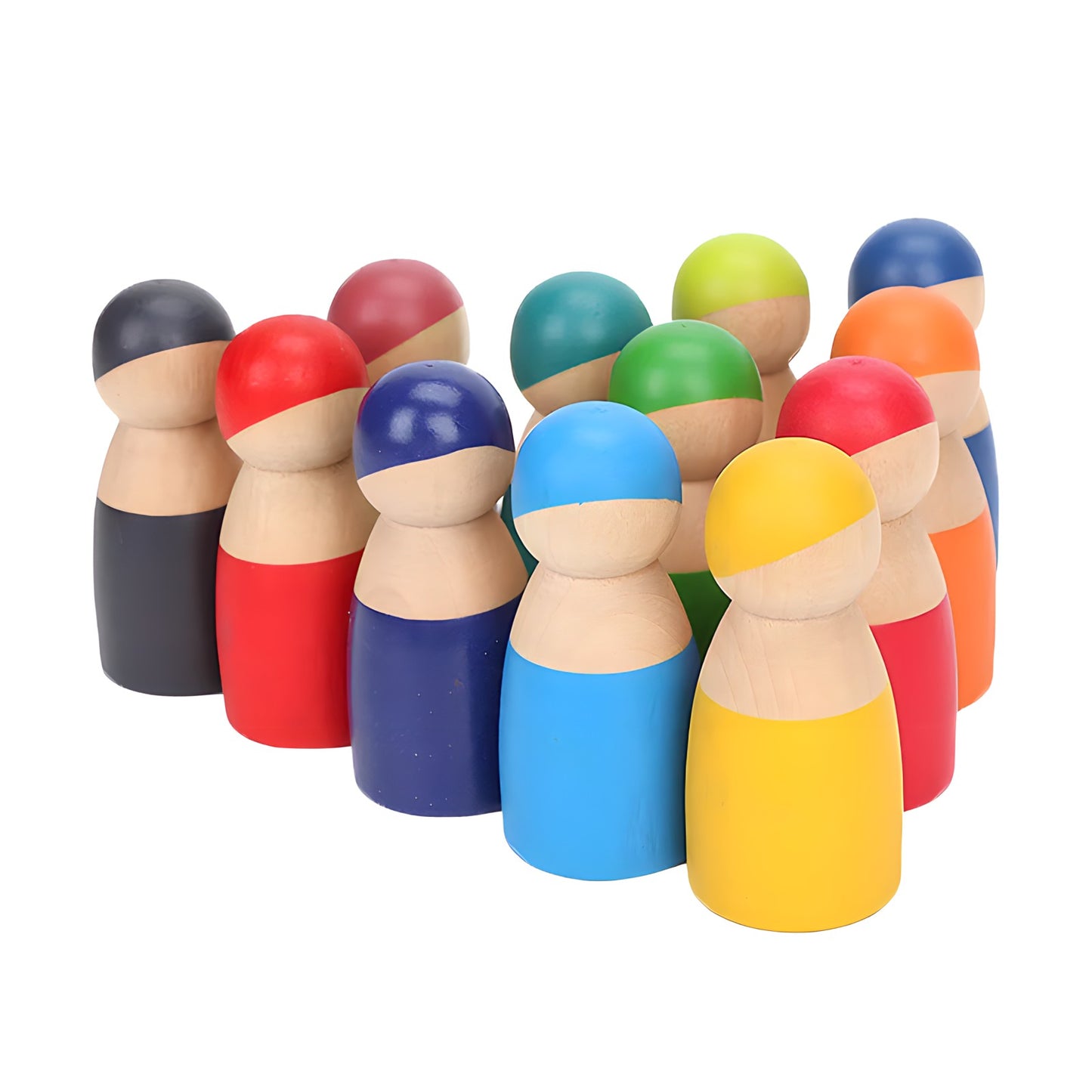 Wooden Rainbow People and Colorful Car Set