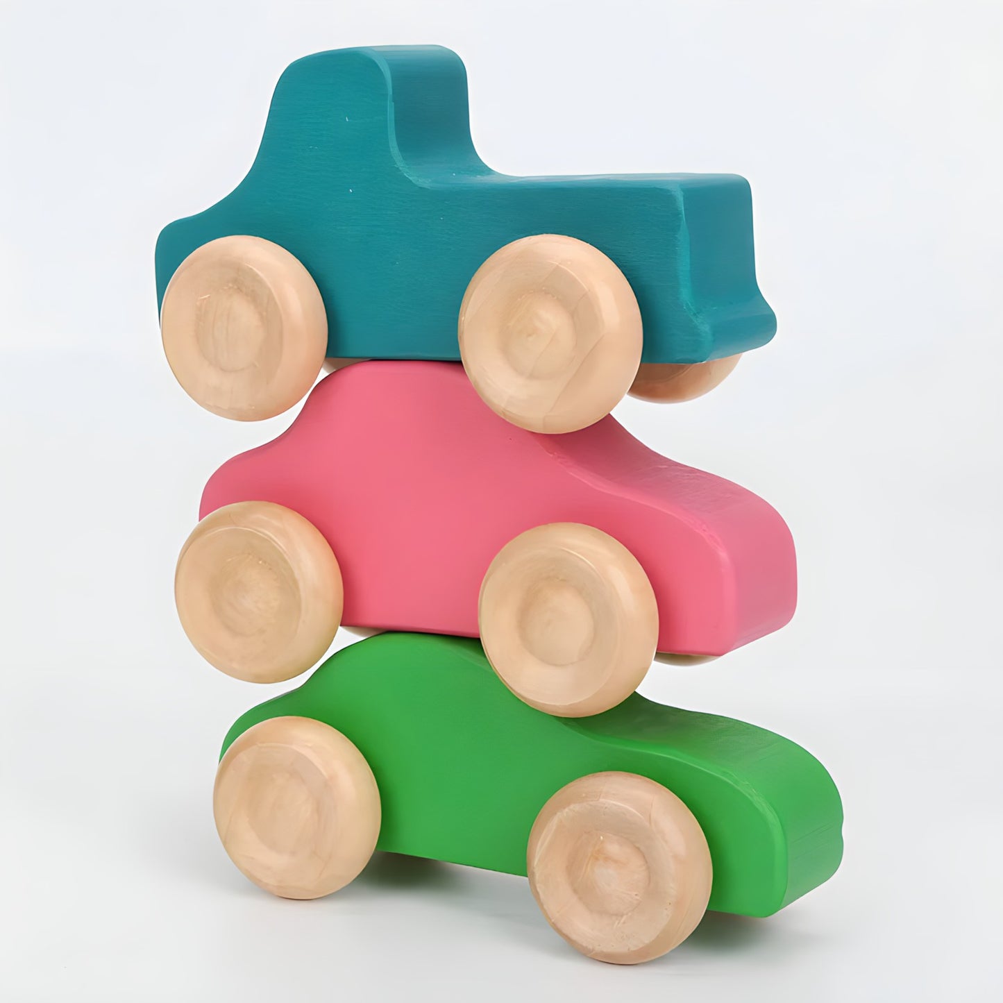 Wooden Rainbow People and Colorful Car Set